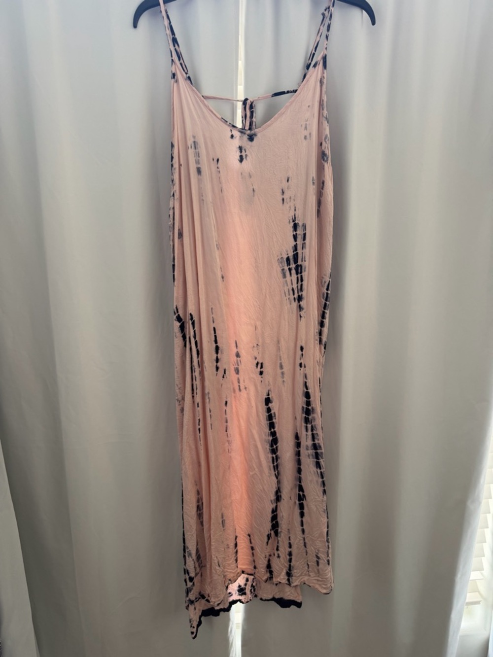 Mud Pie Blush Pink and Black Tie-Dye Maxi Slip Dress